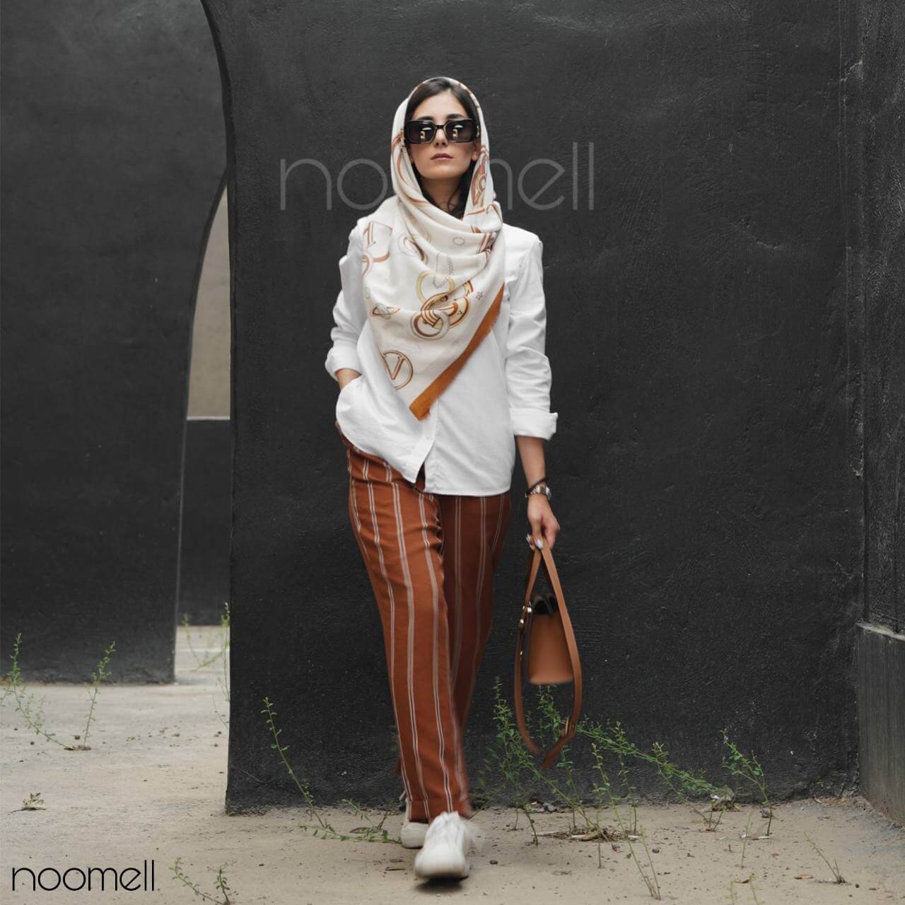 روسری نخ پنبه طرح حلقه