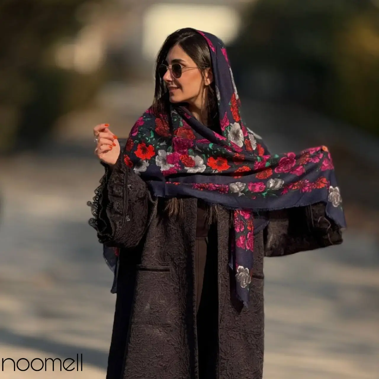 خرید روسری نخ کشمیر طرح گل
