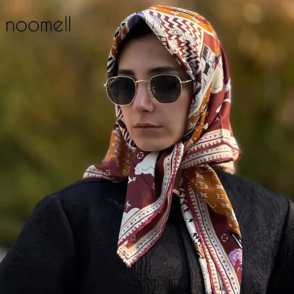خرید روسری ابریشم دور دست دوز طرح ال وی